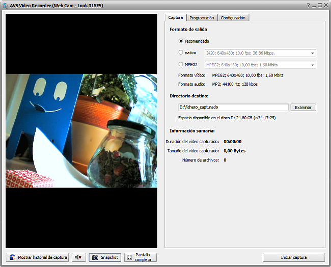 Pantalla principal de AVS Video Recorder