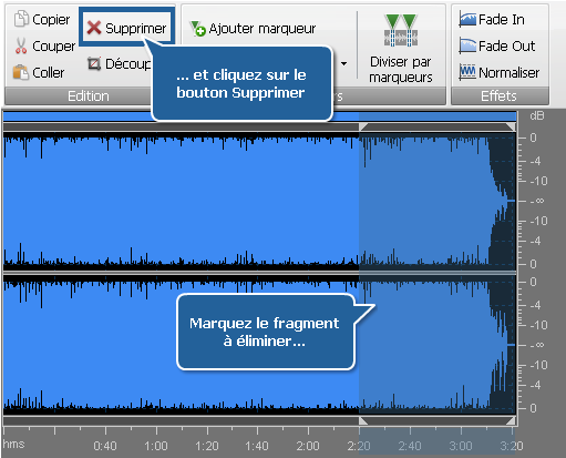 Traitement audio - Elimination des parties inutiles des pistes audio