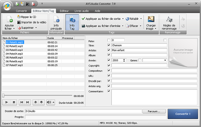 AVS Audio Converter - Rédaction des tags