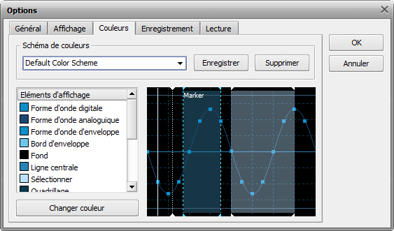 Options. Onglet Couleurs