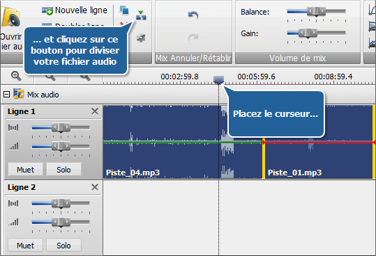 Diviser le fichier audio