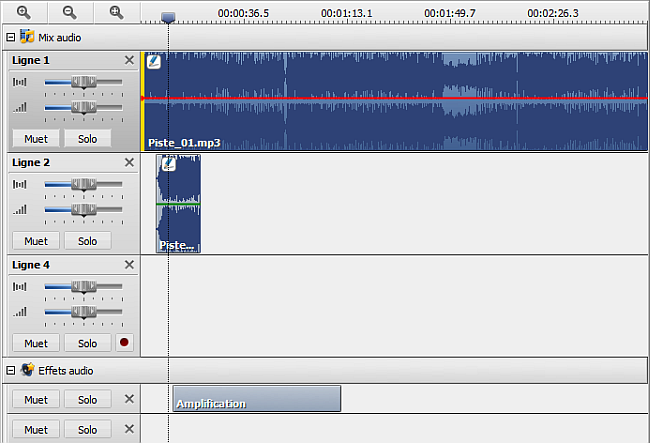 Timeline pour le mixage