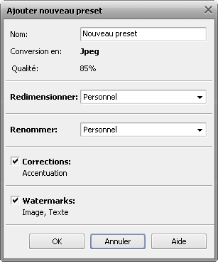 Ajouter un nouveau preset