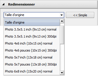 panneau Redimensionnement