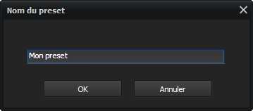 Fenêtre Nom du preset
