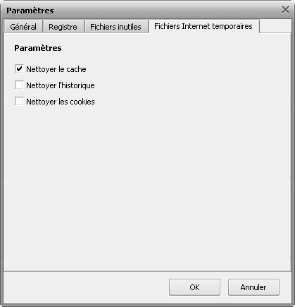 Paramètres de fichiers Internet temporaires