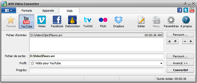 Fenêtre principale d'AVS Video Converter - YouTube