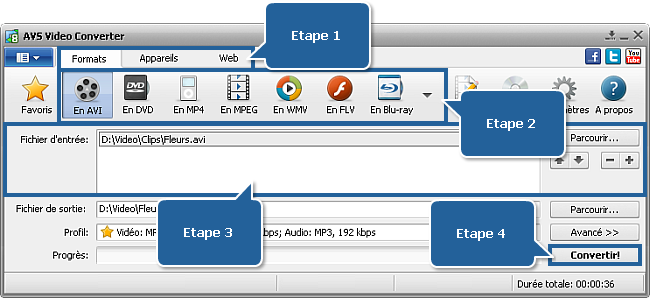 Fenêtre principale d'AVS Video Converter