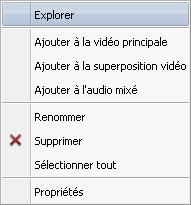 Menu contextuel du dossier vidéo