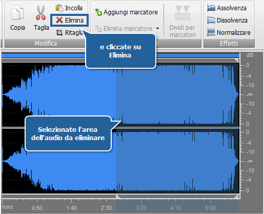 AVS Audio Converter - Eliminare le parti inutili