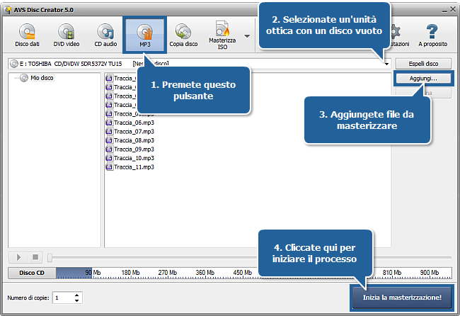 Creazione di un disco con le tracce MP3