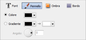 Proprietà del testo. Pennello