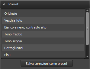 Sezione Preset