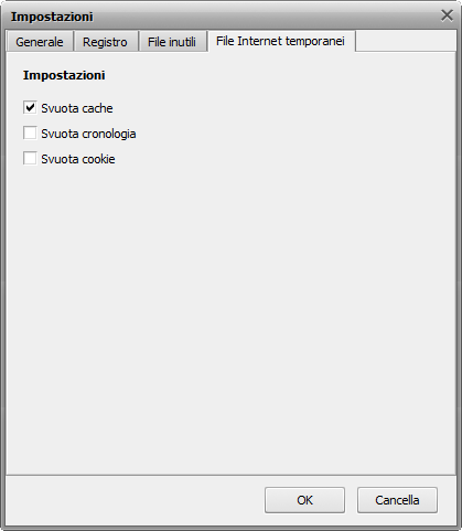 Impostazioni dei file Internet temporanei