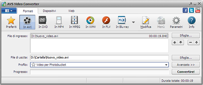 Finestra principale di AVS Video Converter - AVI