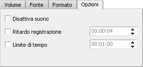 Panello Registra voce. Opzioni