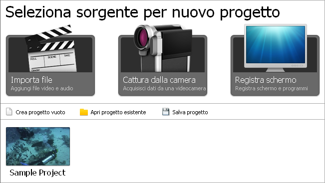 Pagina Inizia progetto