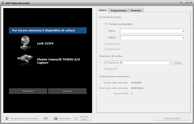 Finestra principale di AVS Video Recorder