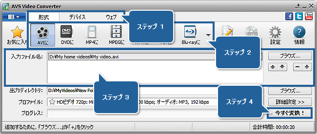 AVS Video Converter メインウインドウ